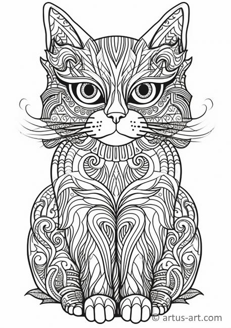 Cute Cat Coloring Page